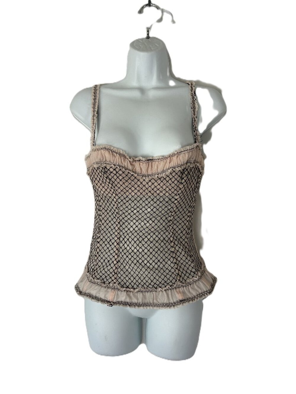 Jolie Intimates Faux Fishnet Corset Pink Black S